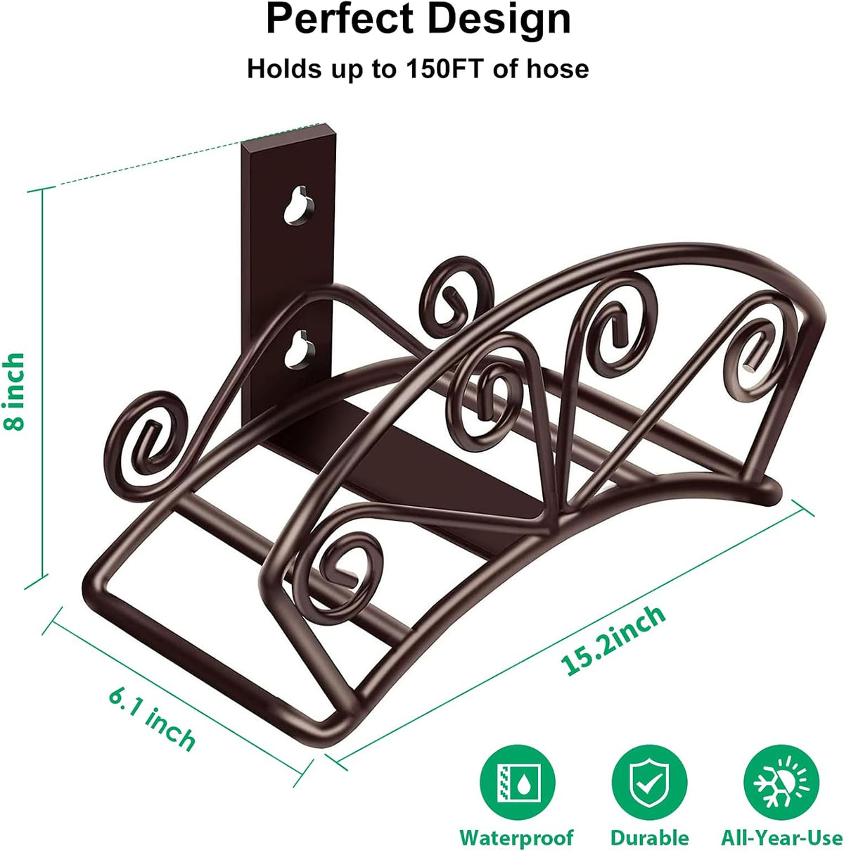 Garden Hose Holder, Heavy Duty 150 ft Capacity Hose Hanger