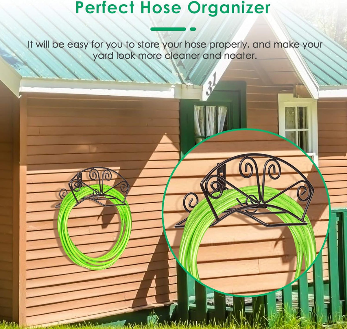 Garden Hose Holder, Heavy Duty 150 ft Capacity Hose Hanger