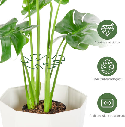 4PCS Green Iron Monstera Support, Uniquely Designed Plant Support Stakes for Indoor Plants, Stable Plant Stakes and Supports, Turtle Shell Bamboo Clamp Set for Thriving Growth