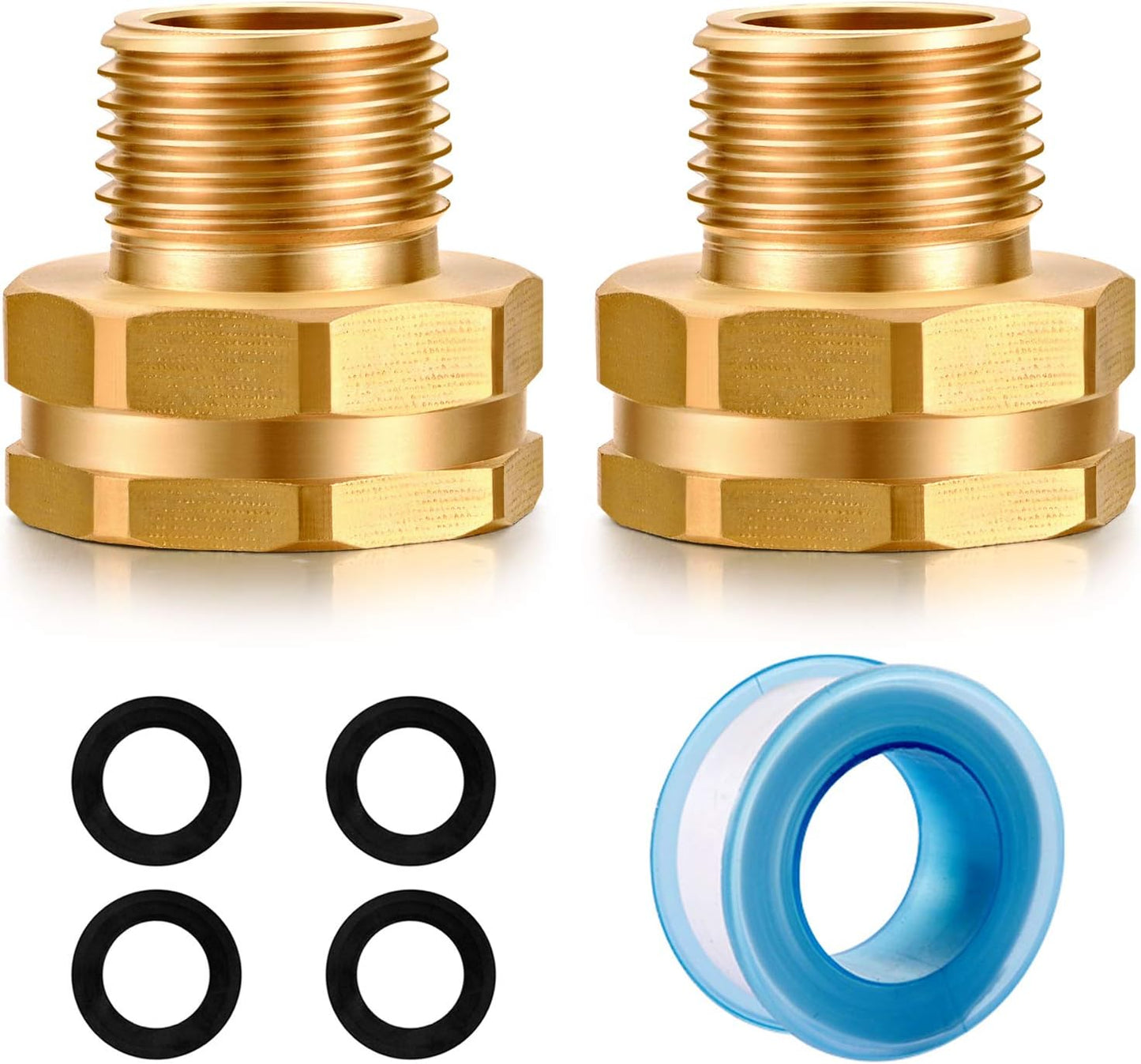 Garden Hose Fittings Connectors Adapter Solid Brass Repair Female to male faucet leader coupler dual water hose connector(3/4" GHT Female to 1/2" NPT Male) (6-Pcs)