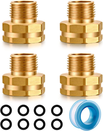 Garden Hose Fittings Connectors Adapter Solid Brass Repair Female to male faucet leader coupler dual water hose connector(3/4" GHT Female to 1/2" NPT Male) (6-Pcs)