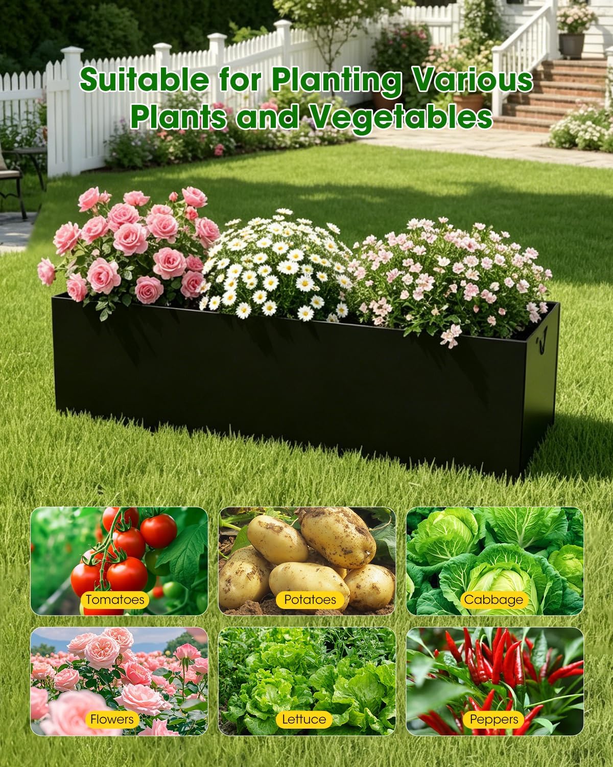 65" Cucumber Trellis for Climbing Plants Outdoor, Metal Garden Trellis for Raised Bed, Plant Support Structures with Netting for Cucumbers Tomatoes Beans Peas (50 * 17 * 65inch(L*W*H), Trellis)