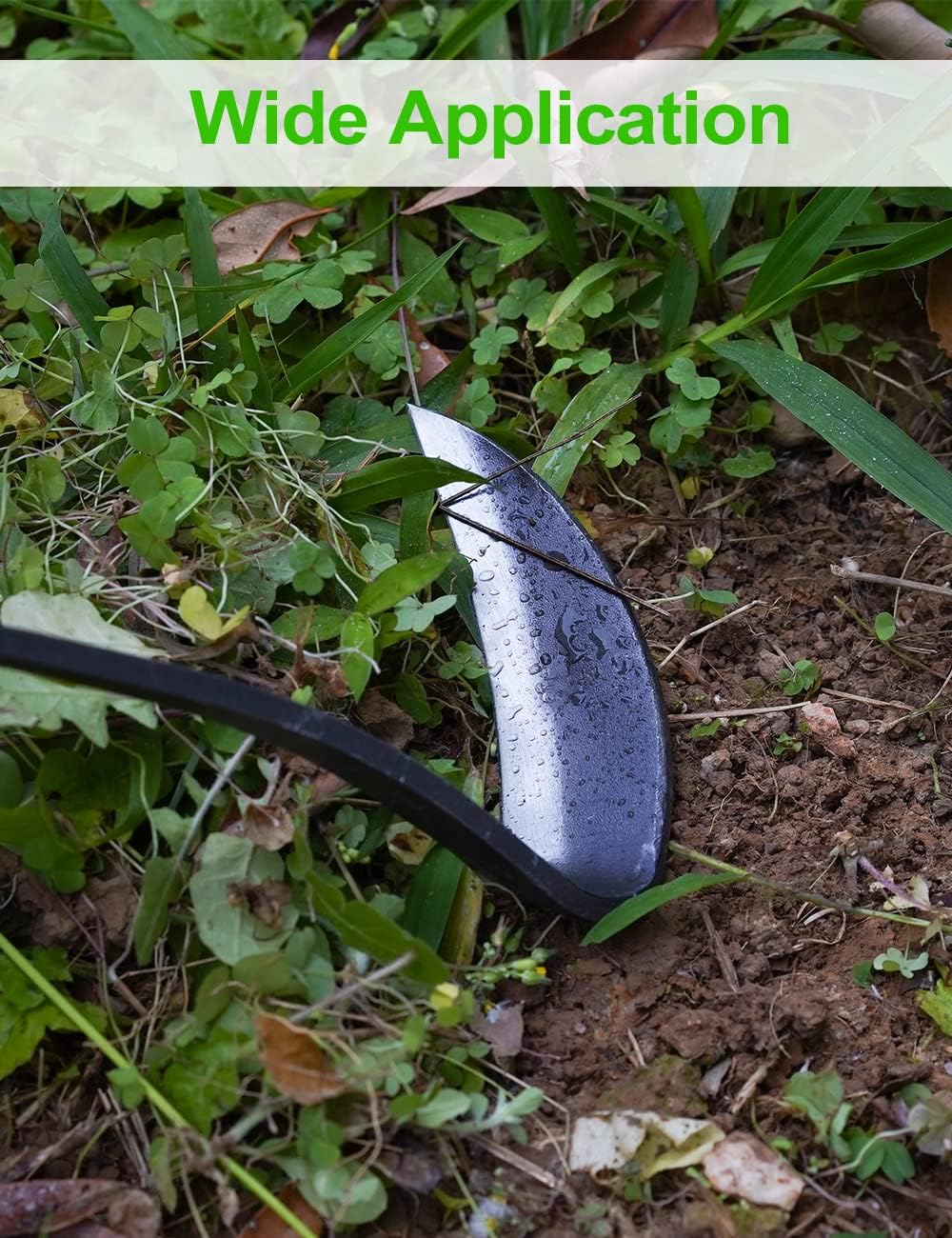 Japanese Weeding Sickle Hoe, 11" Gardening Hand Weeder Nejiri Kama Blade Tool Digging Cutting Weed Remover, High-Carbon Steel One-Piece Molding with Wood Handle, Very Sharp Edge Quick Work