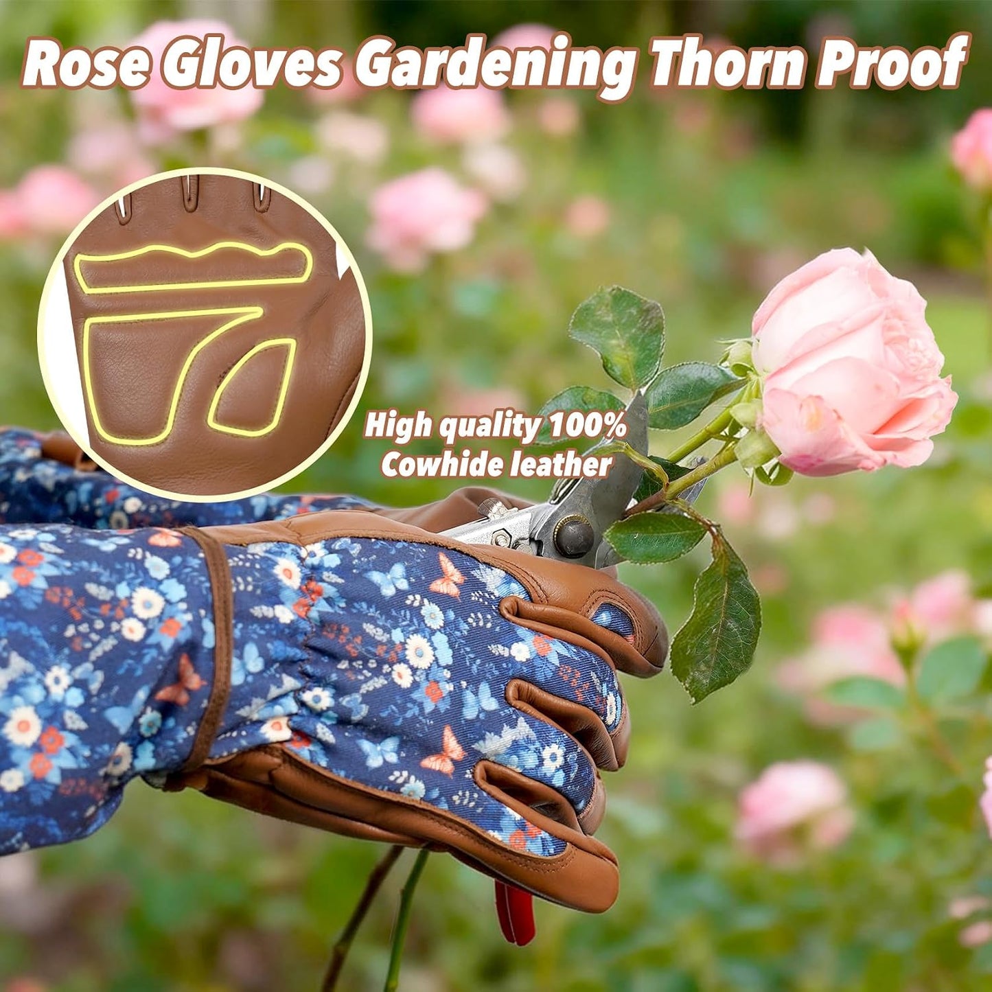 Garden Gloves for Women,Gardening Gloves,Gardening Gift for Lady,Blue,M