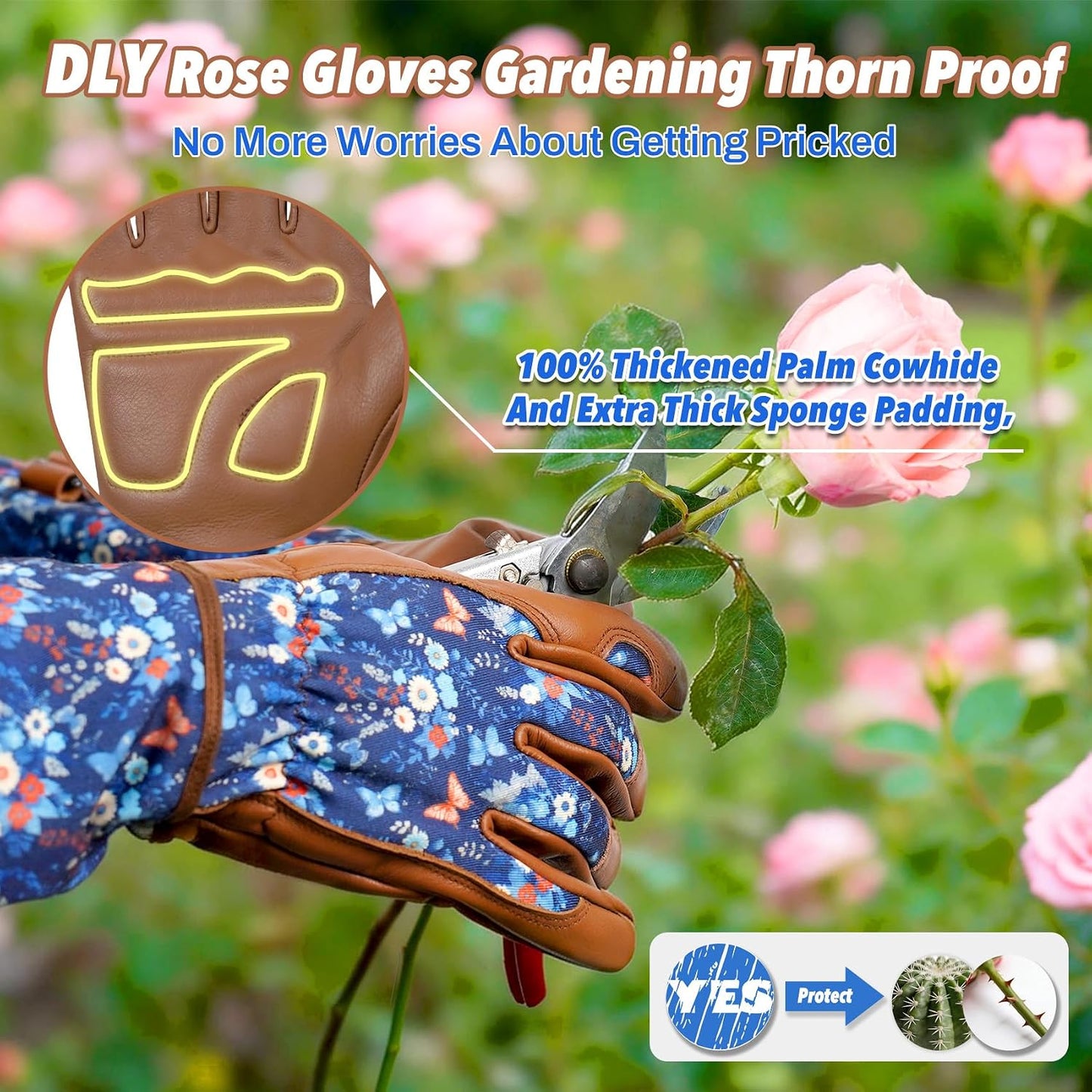 Garden Gloves for Women,Gardening Gloves,Gardening Gift for Lady,Blue,M