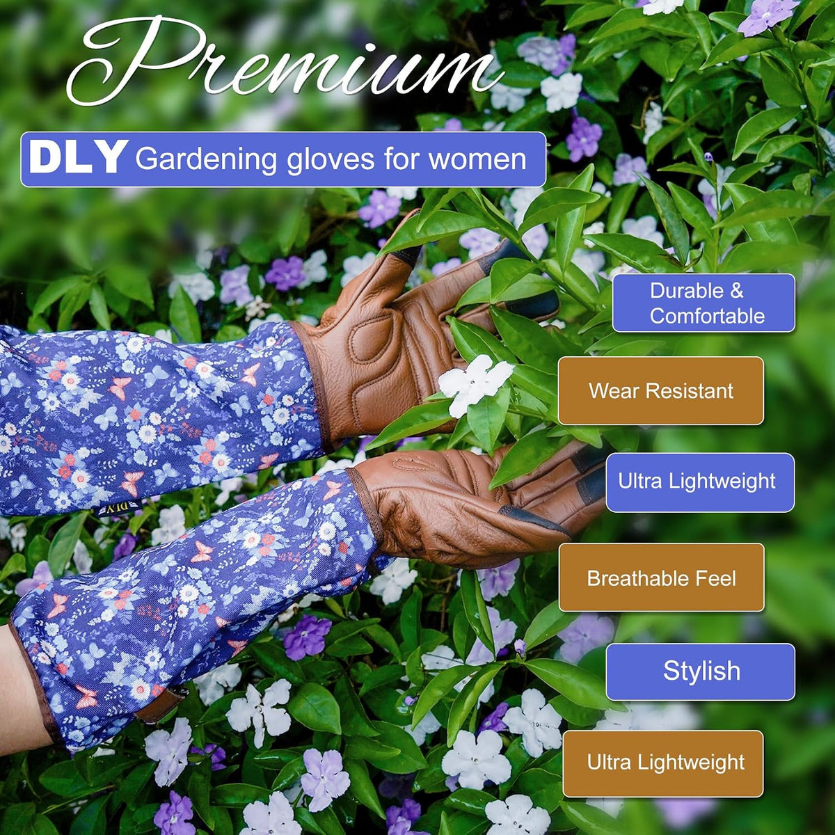 Garden Gloves for Women,Gardening Gloves,Gardening Gift for Lady,Blue,M