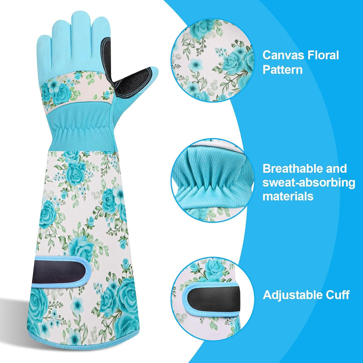 Garden Gloves for Women,Gardening Gloves,Gardening Gift for Lady,Blue,M
