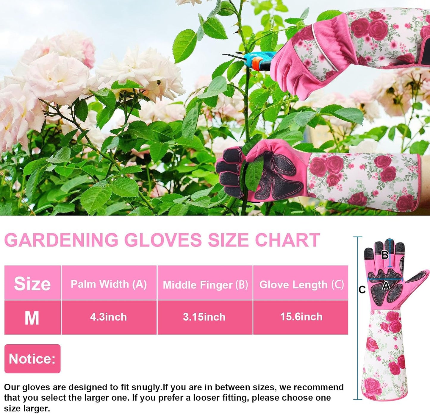 Garden Gloves for Women,Gardening Gloves,Gardening Gift for Lady,Blue,M