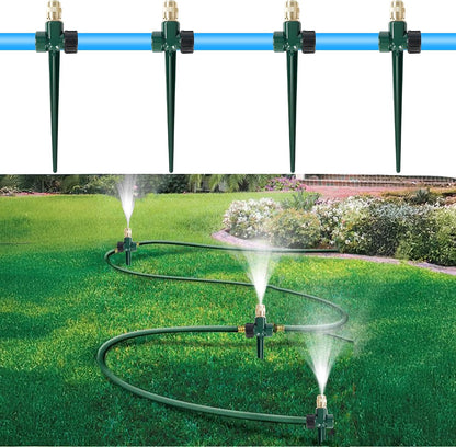 2 Pack Metal Lawn Sprinkler, Automatic Brass Sprinkler with Spike Base, 360 Degree Adjustable Sprinklers Nozzle Large Area Coverage for Lawn Grass Patio Garden Irrigation