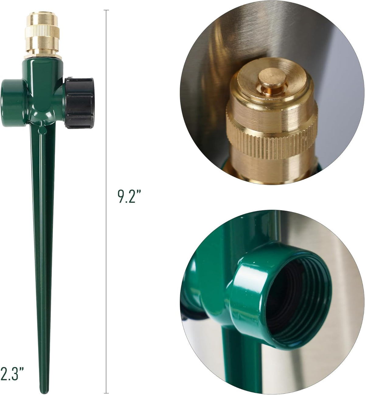 2 Pack Metal Lawn Sprinkler, Automatic Brass Sprinkler with Spike Base, 360 Degree Adjustable Sprinklers Nozzle Large Area Coverage for Lawn Grass Patio Garden Irrigation