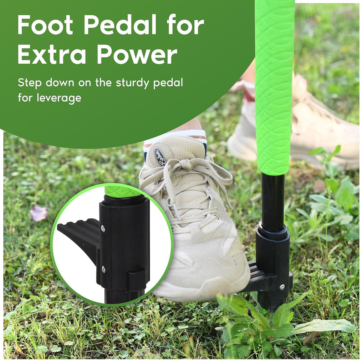 Stand Up Weeder Weed Puller Tool – Long Handle up to 45-Inch – Heavy Duty 3 Claw Weeder with Foot Pedal – No Bending or Kneeling – Great for Dandelions, Thistle, Grass