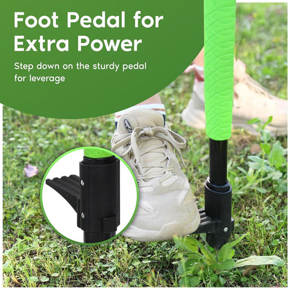 Stand Up Weeder Weed Puller Tool – Long Handle up to 45-Inch – Heavy Duty 3 Claw Weeder with Foot Pedal – No Bending or Kneeling – Great for Dandelions, Thistle, Grass