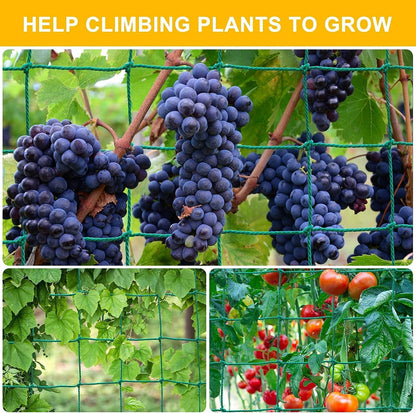 Garden Trellis Netting for Climbing Plants Outdoor, 6.6x8.2 FT Plant Netting for Cucumber, Tomato, 27 Strands Trellis Net with 4x4 Inch Mesh as Vegetable Netting for Grape, Bean, w/Plant Clips