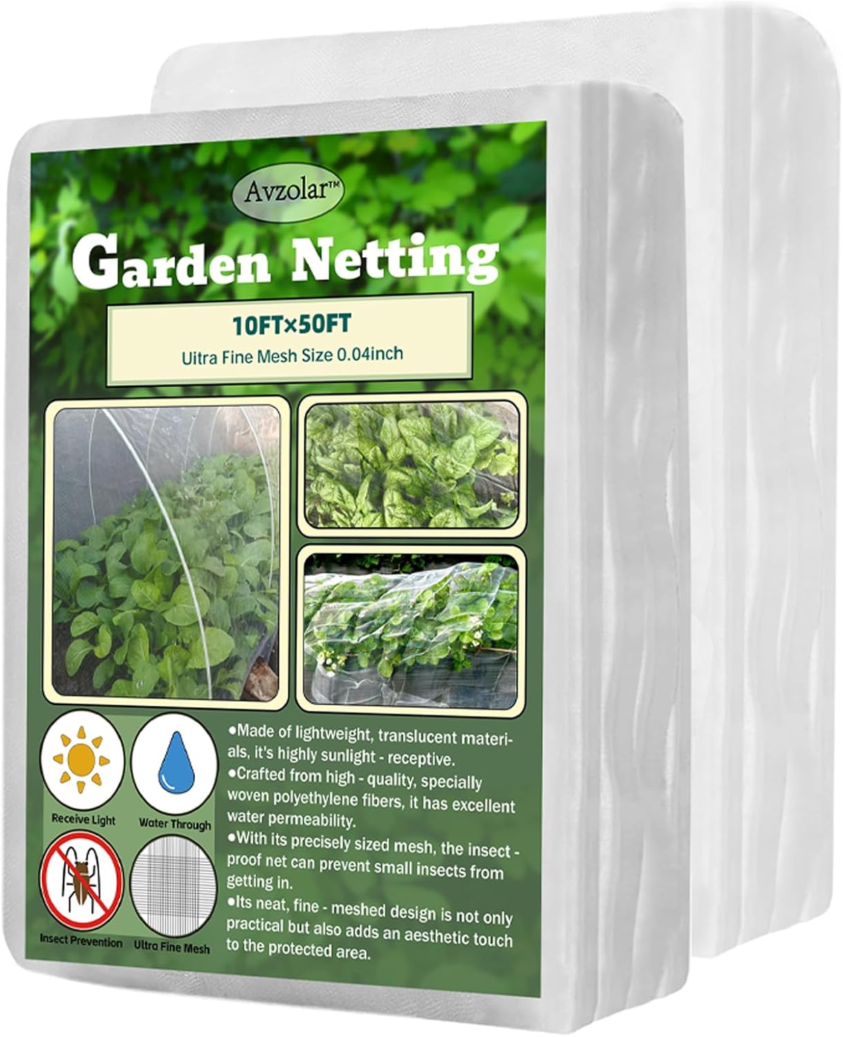 Garden Netting, 10x50FT Ultra Fine, Gardening Mesh Netting, Mosquito Net, Garden Netting for Raised Beds, Plant Covers, for Vegetable Plants, Fruits, Flowers, Crops