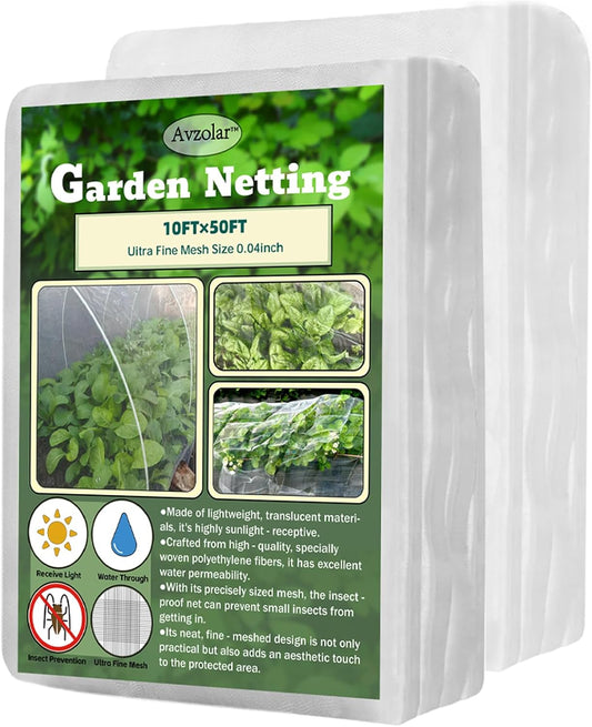 Garden Netting, 10x50FT Ultra Fine, Gardening Mesh Netting, Mosquito Net, Garden Netting for Raised Beds, Plant Covers, for Vegetable Plants, Fruits, Flowers, Crops