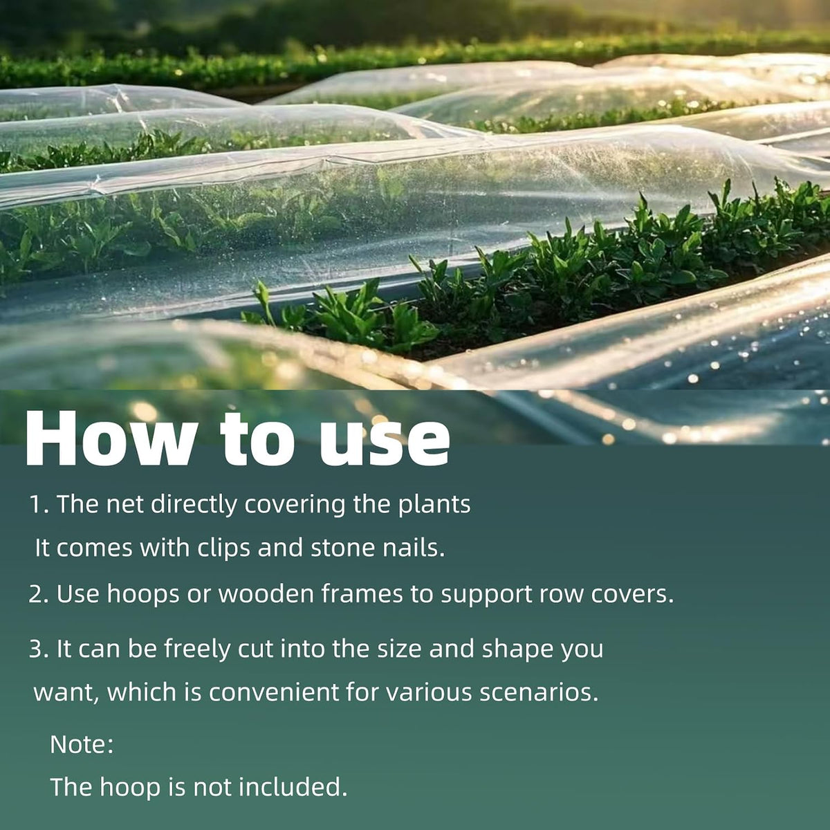 Garden Netting, 10x50FT Ultra Fine, Gardening Mesh Netting, Mosquito Net, Garden Netting for Raised Beds, Plant Covers, for Vegetable Plants, Fruits, Flowers, Crops
