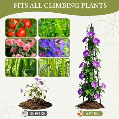Obelisk Trellis for Climbing Plants Outdoor,5.2 Ft Garden Trellis for Potted Plants, Metal Trellis with Anti-Rust Coated for Potted Plants Indoor, Plant Support for Vegetables, Vines