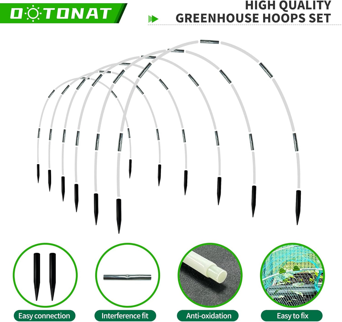 8FT Garden Hoops Grow Tunnel Kit - Rust-Free Fiberglass Frame for Raised Beds, 36pcs - DIY Plant Support for Garden Netting, Vegetable Garden Hoops Kit, Row Covers, and Greenhouse Protection