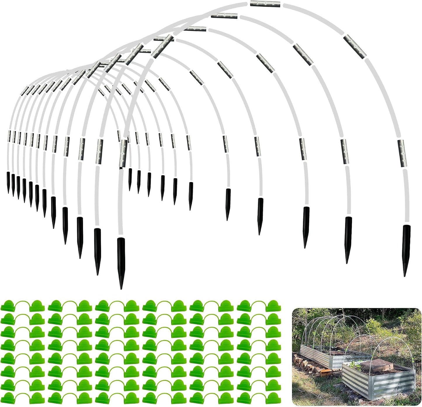 8FT Garden Hoops Grow Tunnel Kit - Rust-Free Fiberglass Frame for Raised Beds, 36pcs - DIY Plant Support for Garden Netting, Vegetable Garden Hoops Kit, Row Covers, and Greenhouse Protection