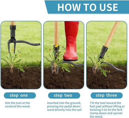 Weed Puller Tool, Stand Up Weed Puller Tool with Long Handle, Foot Platform Design - 4 Claw Steel Head Weeder Tool, Weeding Tool Weeds Remove Tools for Lawn/Yard