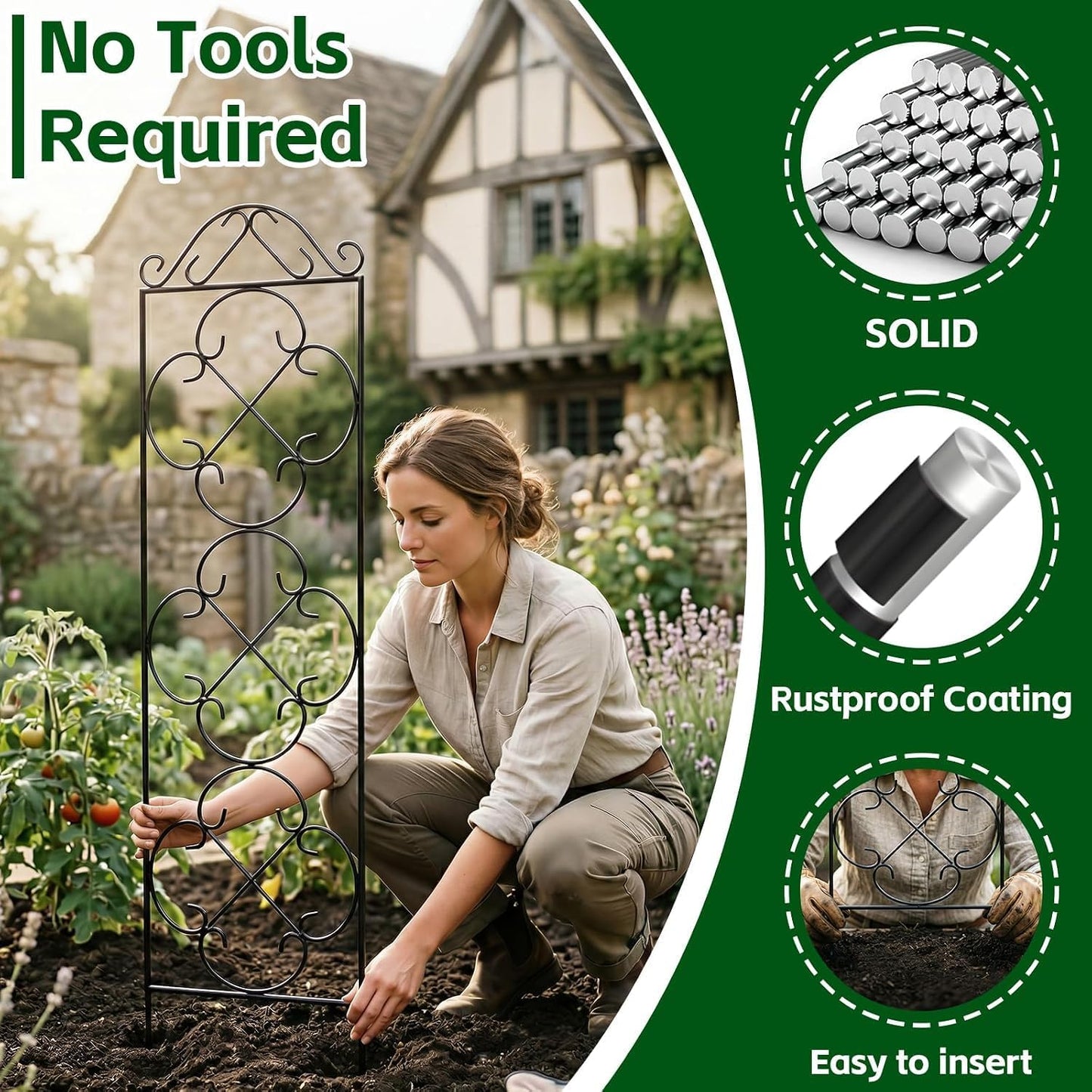 Thealyn 4 Pack 48" x 12.5" Metal Trellis for Potted Plants and Planters