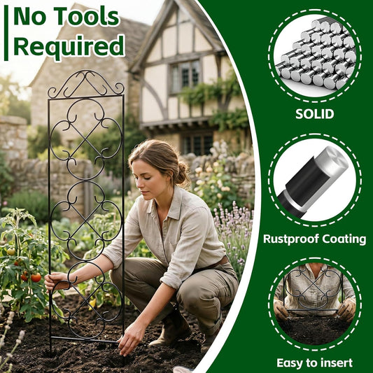 Thealyn 4 Pack 48" x 12.5" Metal Trellis for Potted Plants and Planters