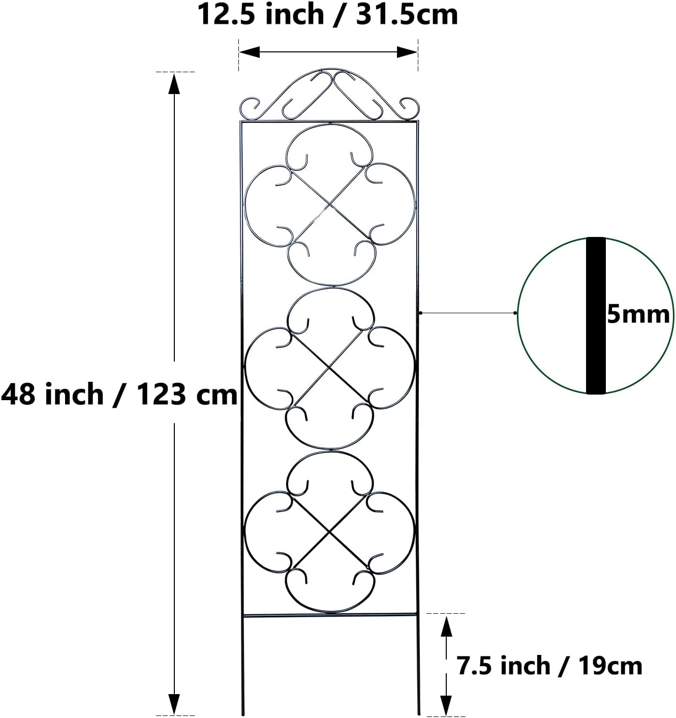 Thealyn 4 Pack 48" x 12.5" Metal Trellis for Potted Plants and Planters