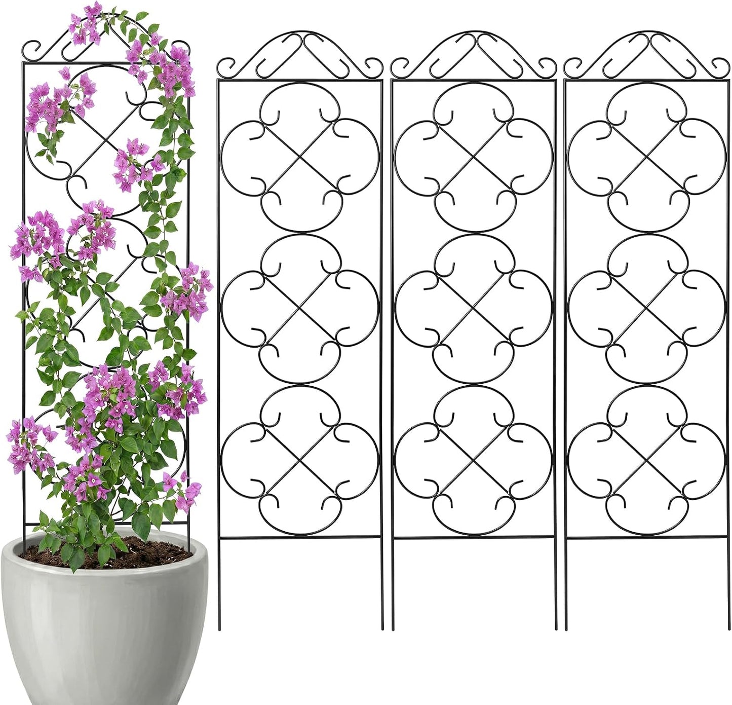 Thealyn 4 Pack 48" x 12.5" Metal Trellis for Potted Plants and Planters