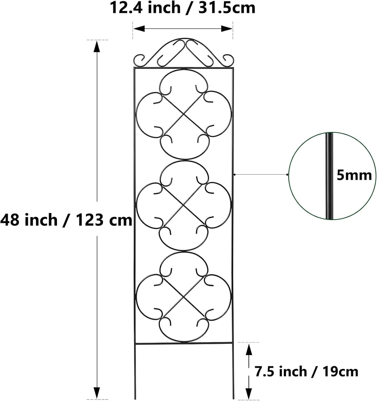 Thealyn 4 Pack 48" x 12.5" Metal Trellis for Potted Plants and Planters