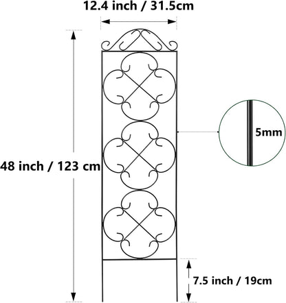 Thealyn 4 Pack 48" x 12.5" Metal Trellis for Potted Plants and Planters