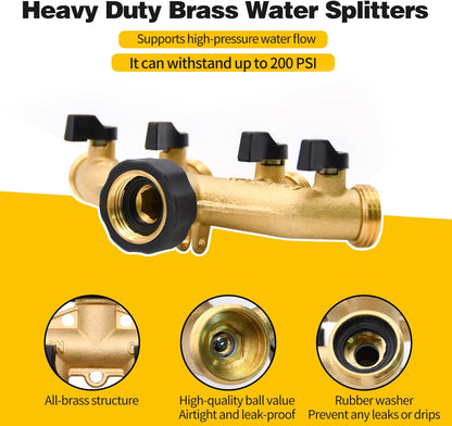 4 Way Hose Splitter with 4pcs Garden Hose Extension Adapter
