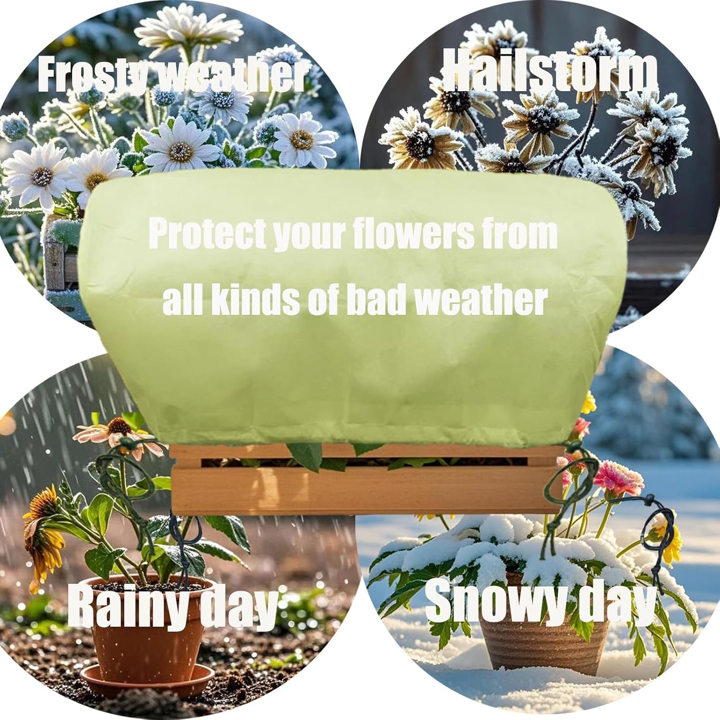 Plant Covers, Freeze Protection for Plants,3 Pack 23.8"*11.8"*11.8" Frost Cloth for Plants，Plant Protectors for Winter，Frost Blankets for Plants， Used for Flower pots, Flower Boxes, Small Plants