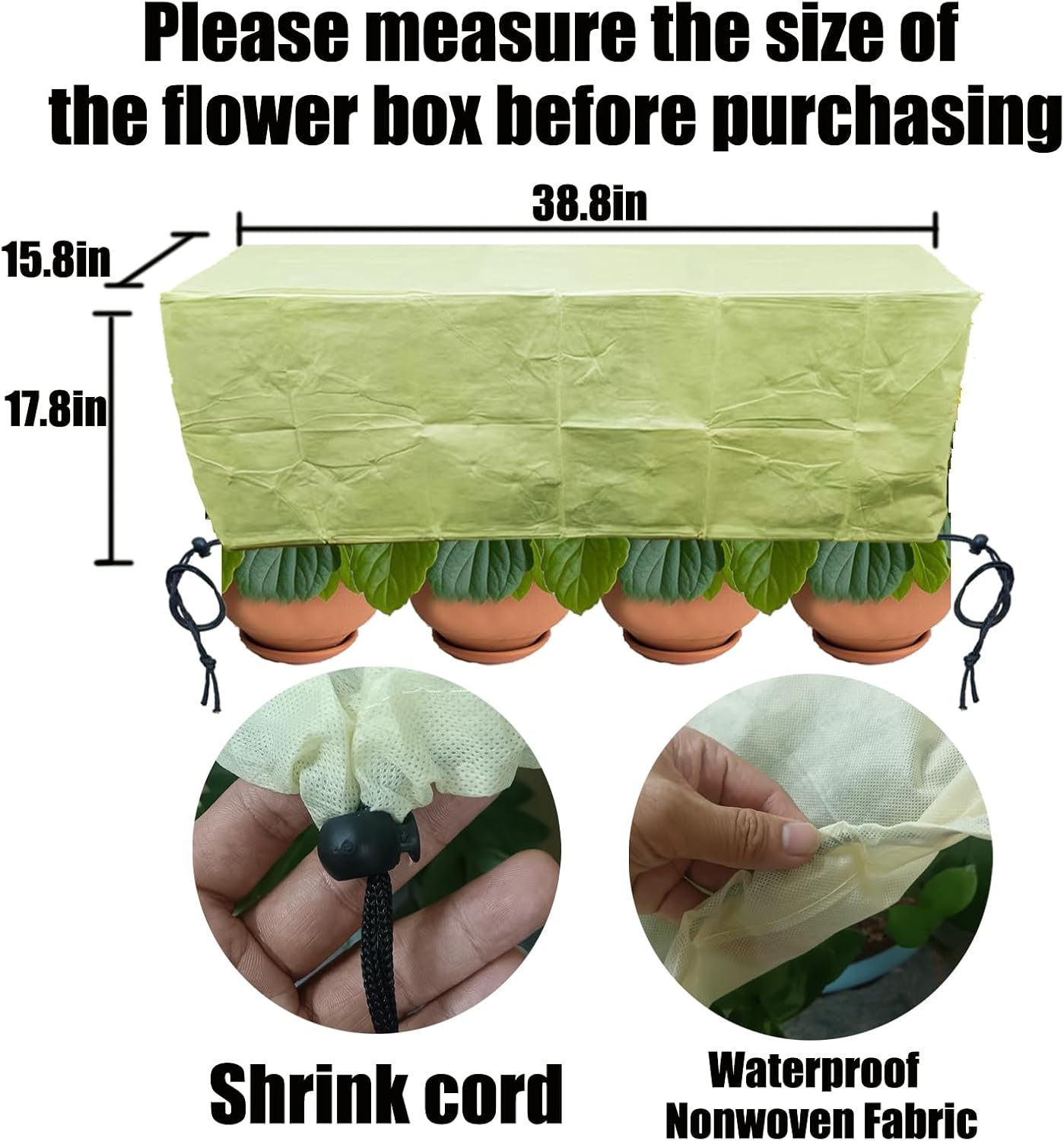 Plant Covers, Freeze Protection for Plants,3 Pack 23.8"*11.8"*11.8" Frost Cloth for Plants，Plant Protectors for Winter，Frost Blankets for Plants， Used for Flower pots, Flower Boxes, Small Plants