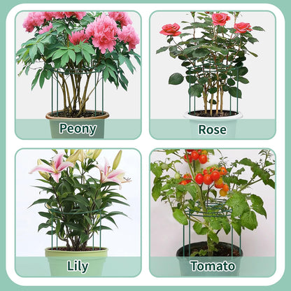 4 Sets Peony Support Cage,14"Diax32"High Heavy Duty Metal Plant Support,Grow Through Hoops Grids with 4 Thickened 5mm Legs,Strong Support Brace for Heavy Blossoms,Flower Support Ring for Peonies,Rose