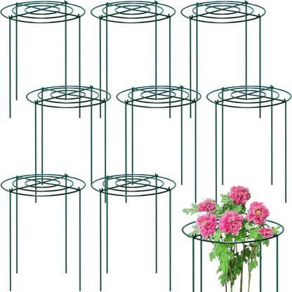 4 Sets Peony Support Cage,14"Diax32"High Heavy Duty Metal Plant Support,Grow Through Hoops Grids with 4 Thickened 5mm Legs,Strong Support Brace for Heavy Blossoms,Flower Support Ring for Peonies,Rose