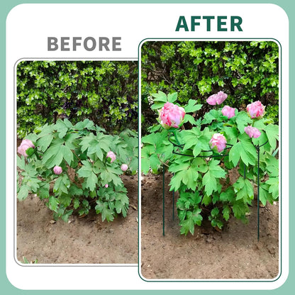 4 Sets Peony Support Cage,14"Diax32"High Heavy Duty Metal Plant Support,Grow Through Hoops Grids with 4 Thickened 5mm Legs,Strong Support Brace for Heavy Blossoms,Flower Support Ring for Peonies,Rose