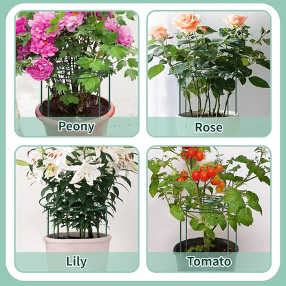 4 Sets Peony Support Cage,14"Diax32"High Heavy Duty Metal Plant Support,Grow Through Hoops Grids with 4 Thickened 5mm Legs,Strong Support Brace for Heavy Blossoms,Flower Support Ring for Peonies,Rose