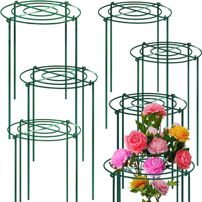 4 Sets Peony Support Cage,14"Diax32"High Heavy Duty Metal Plant Support,Grow Through Hoops Grids with 4 Thickened 5mm Legs,Strong Support Brace for Heavy Blossoms,Flower Support Ring for Peonies,Rose