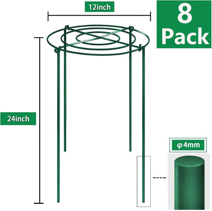 4 Sets Peony Support Cage,14"Diax32"High Heavy Duty Metal Plant Support,Grow Through Hoops Grids with 4 Thickened 5mm Legs,Strong Support Brace for Heavy Blossoms,Flower Support Ring for Peonies,Rose