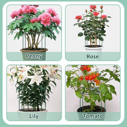 4 Sets Peony Support Cage,14"Diax32"High Heavy Duty Metal Plant Support,Grow Through Hoops Grids with 4 Thickened 5mm Legs,Strong Support Brace for Heavy Blossoms,Flower Support Ring for Peonies,Rose