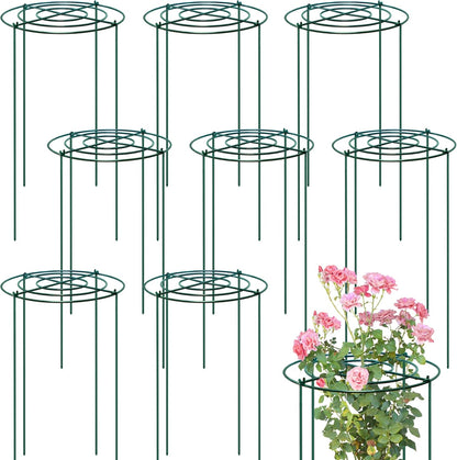 4 Sets Peony Support Cage,14"Diax32"High Heavy Duty Metal Plant Support,Grow Through Hoops Grids with 4 Thickened 5mm Legs,Strong Support Brace for Heavy Blossoms,Flower Support Ring for Peonies,Rose