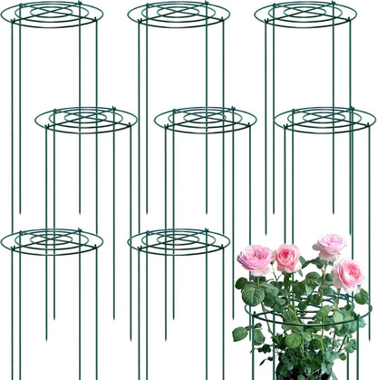 4 Sets Peony Support Cage,14"Diax32"High Heavy Duty Metal Plant Support,Grow Through Hoops Grids with 4 Thickened 5mm Legs,Strong Support Brace for Heavy Blossoms,Flower Support Ring for Peonies,Rose
