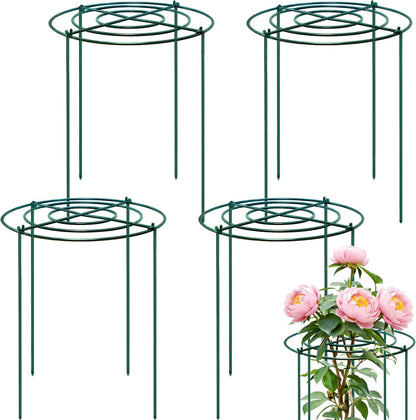 4 Sets Peony Support Cage,14"Diax32"High Heavy Duty Metal Plant Support,Grow Through Hoops Grids with 4 Thickened 5mm Legs,Strong Support Brace for Heavy Blossoms,Flower Support Ring for Peonies,Rose