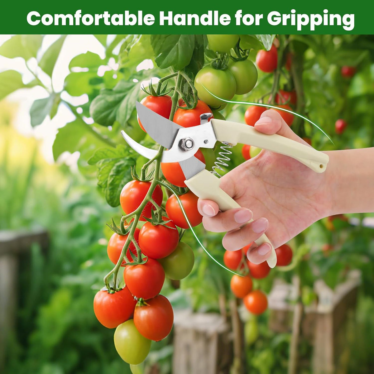 2 Pack Gardening Pruning Shears, Sharp Bypass Blade Garden Shears, Stainless Steel Garden Scissors with Comfortable Grip, Hand Pruners for Trimming Branches, Flowers, Plants, Fruit Trees & Vegetables