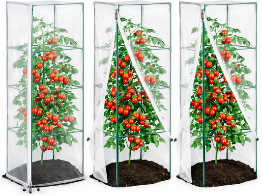 Garden Bird Netting, 3 Pack Tomato Cage Netting with Zipper, 18" x 60"