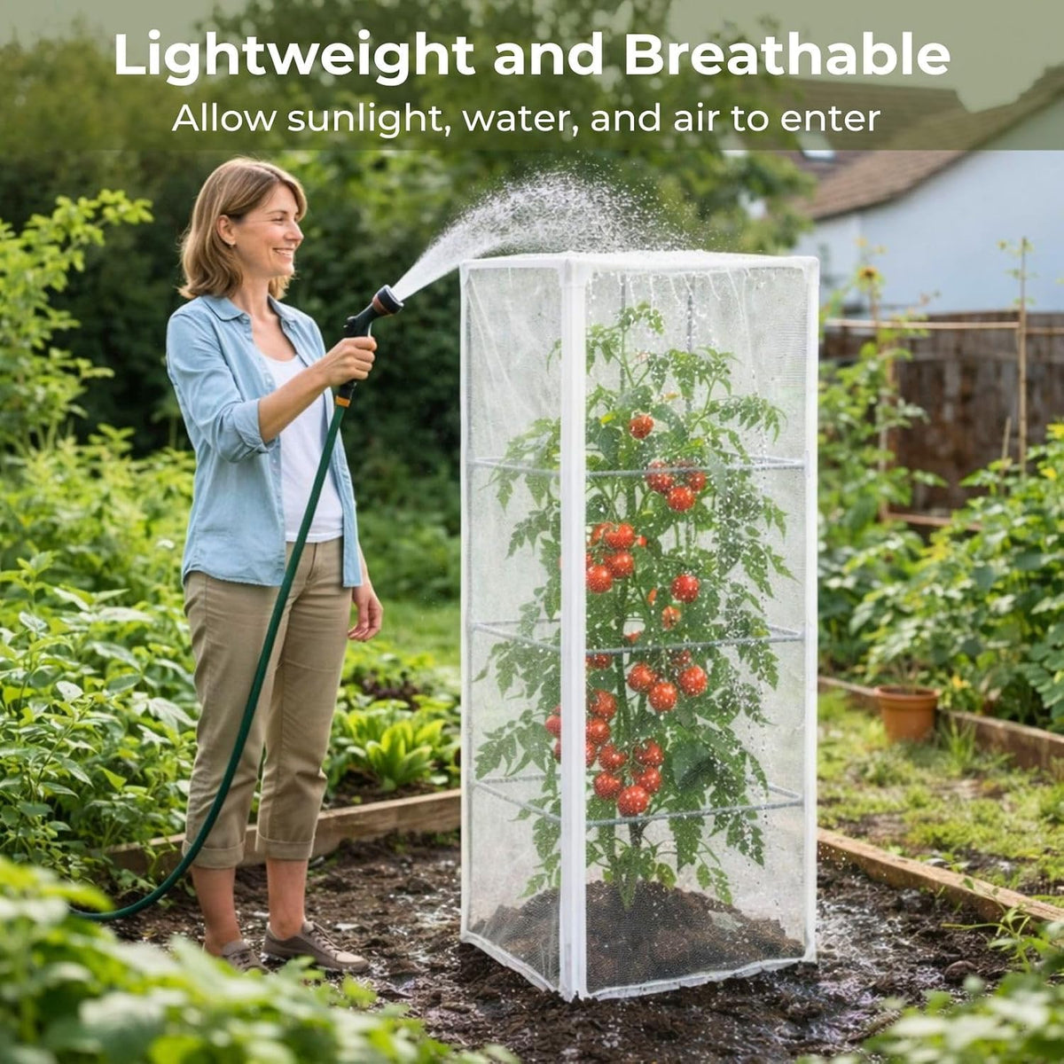 Garden Bird Netting, 3 Pack Tomato Cage Netting with Zipper, 18" x 60"