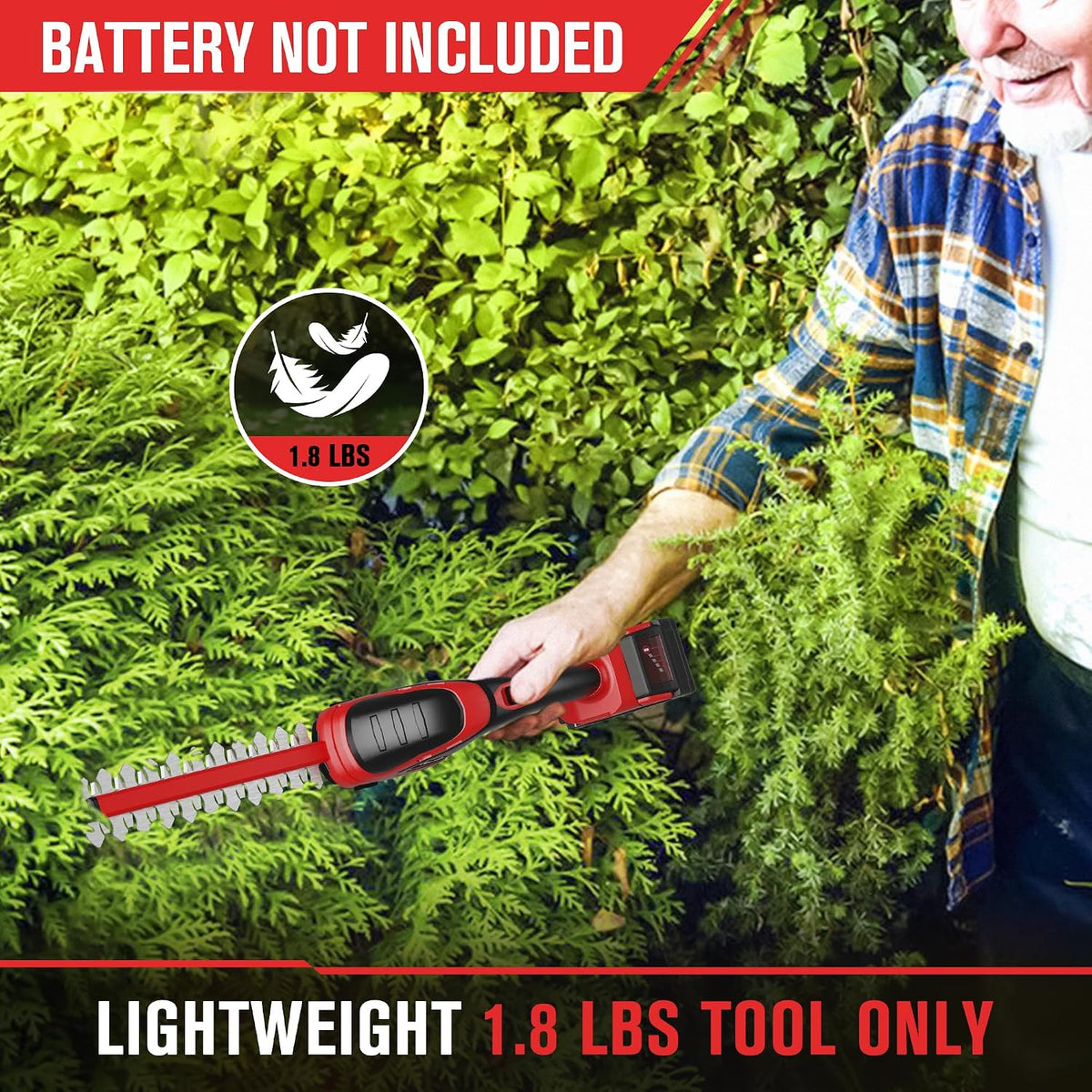 Cordless Hedge Trimmer Compatible with Milwaukee M18 Battery