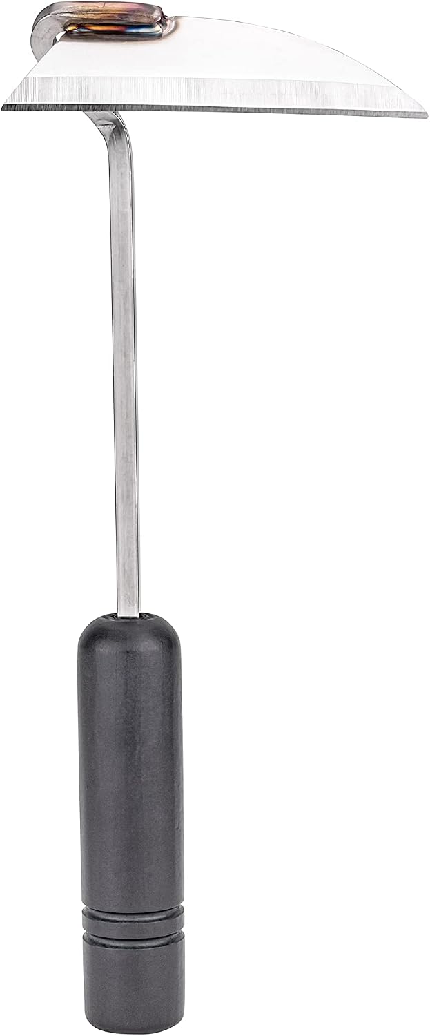 NJP100 Nejiri Gama Handheld Weeder-Scraper-Hoe, Japanese Stainless Steel 4-Inch Blade Width, 4.5-Inch Black Lacquered Beech Wood Handle