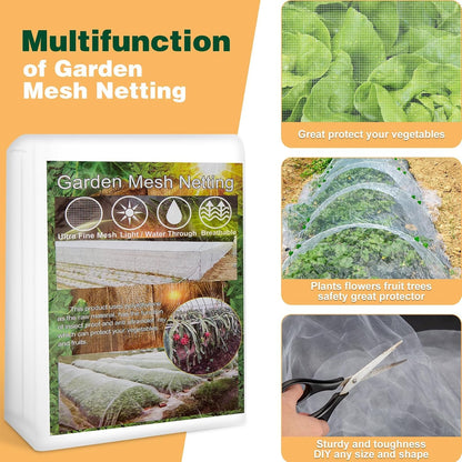 95pcs Garden Mesh Netting Kit for Garden Protection with Hoops Frame 8x33Ft