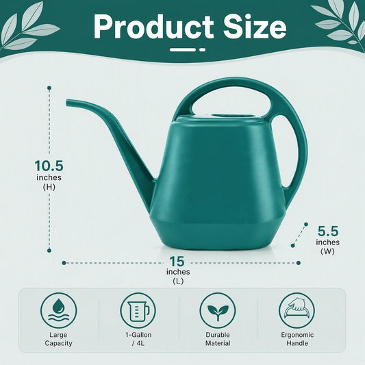 Watering Can Plastic 4 Litre Lightweight Water Sprayer Watering Bottle for Garden Outdoor House Flower Bonsai Plant (Green)
